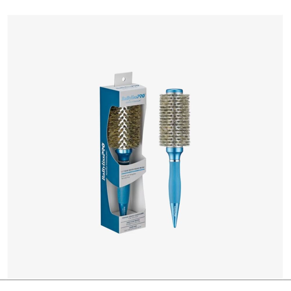 BaBylissPRO Nano Titanium 1.3" Boar Bristle Round Brush Smooth Straighten NEW